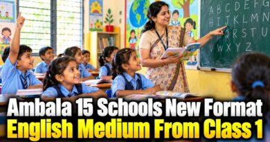 Haryana Ambala 15 primary schools English medium Class 1