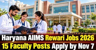 Haryana AIIMS Rewari Jobs 2026 15 Faculty Posts Apply by Nov 7