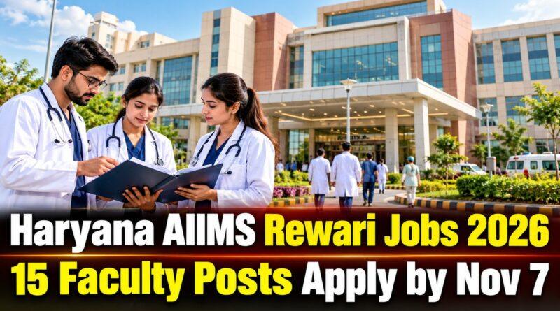 Haryana AIIMS Rewari Jobs 2026 15 Faculty Posts Apply by Nov 7