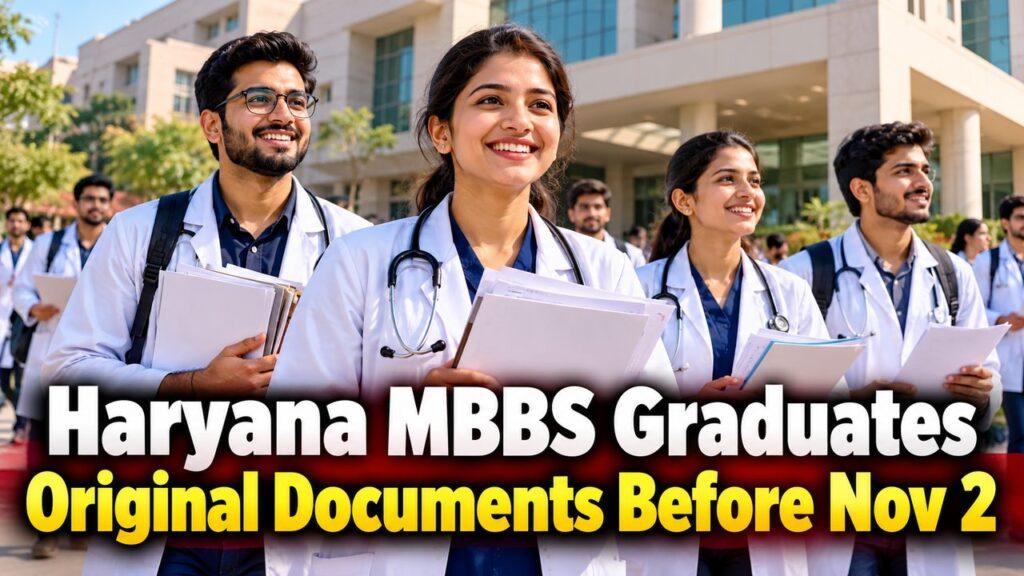 Haryana MBBS Graduates Original Documents Before Nov 2