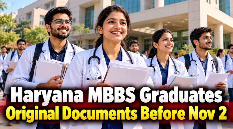 Haryana MBBS Graduates Original Documents Before Nov 2