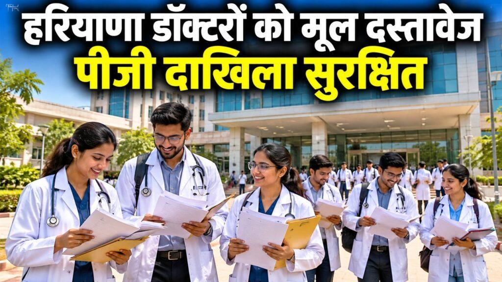 हरियाणा एमबीबीएस मूल दस्तावेज पीजी दाखिला