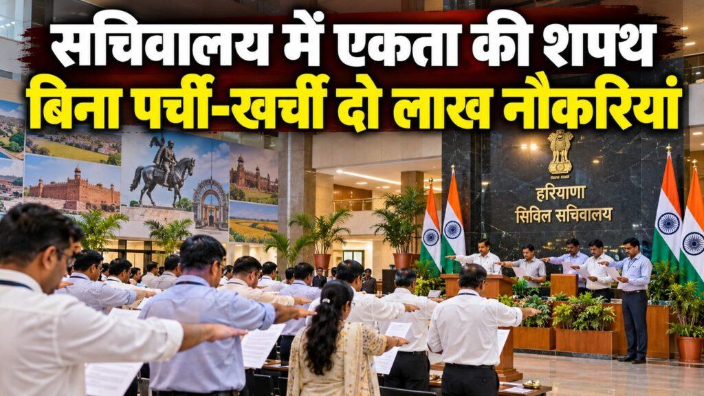 सचिवालय में एकता की शपथ बिना पर्ची-खर्ची दो लाख नौकरियां