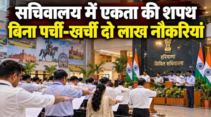 सचिवालय में एकता की शपथ बिना पर्ची-खर्ची दो लाख नौकरियां