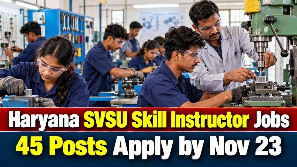 Haryana SVSU Skill Instructor Jobs 45 Posts Apply by Nov 23
