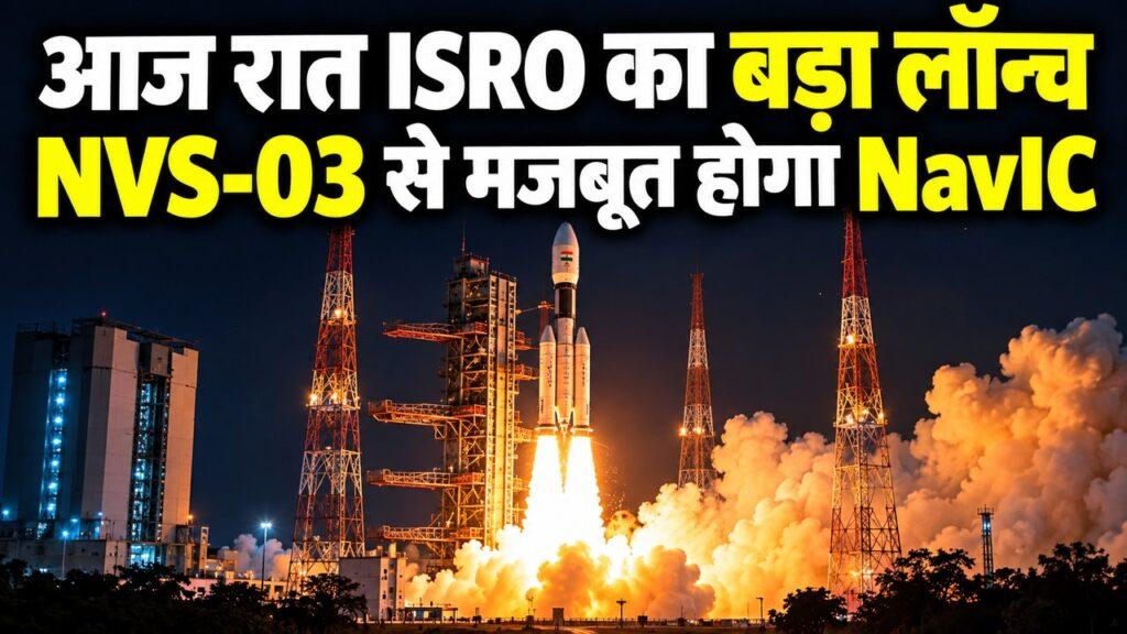 आज रात इसरो एनवीएस-03 लॉन्च नाविक