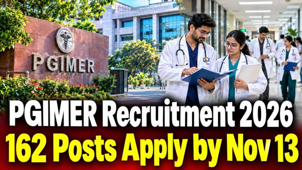PGIMER Recruitment 2026 162 Posts Apply by Nov 13