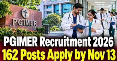PGIMER Recruitment 2026 162 Posts Apply by Nov 13