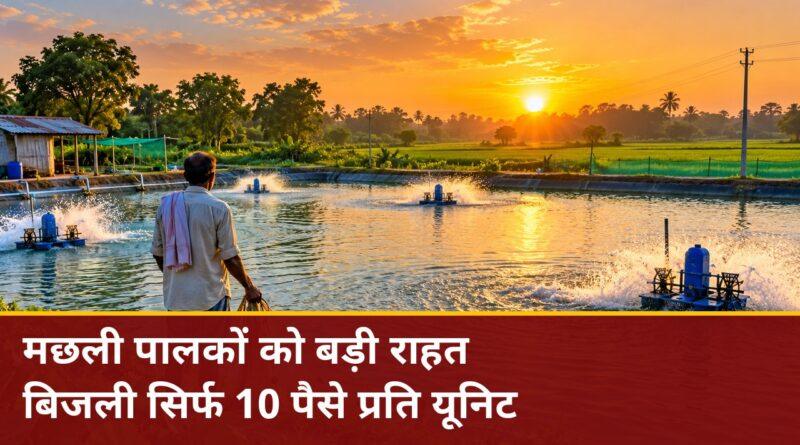 मछली पालकों को बड़ी राहत — बिजली सिर्फ 10 पैसे प्रति यूनिट