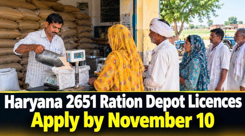 Haryana 2651 Ration Depot Licences Apply by November 10