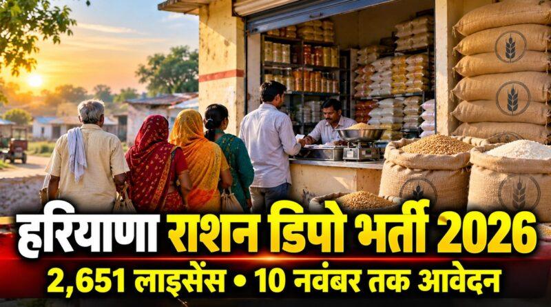 हरियाणा राशन डिपो भर्ती 2026 — 2,651 लाइसेंस, 10 नवंबर तक आवेदन
