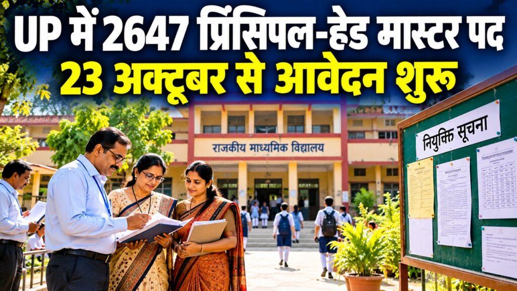 UP प्रिंसिपल-हेड मास्टर भर्ती 2026: 2,647 पदों पर आवेदन शुरू