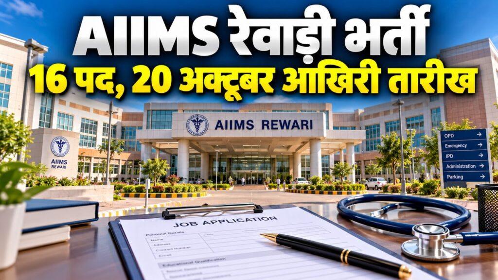 AIIMS रेवाड़ी भर्ती — 16 पद, 20 अक्टूबर आखिरी तारीख