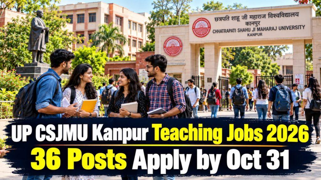 UP CSJMU Kanpur Teaching Jobs 2026 36 Posts Apply by Oct 31