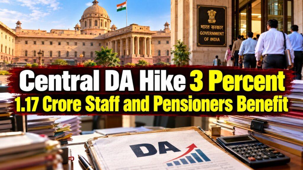 Central DA Hike 3 Percent 1.17 Crore Staff and Pensioners Benefit