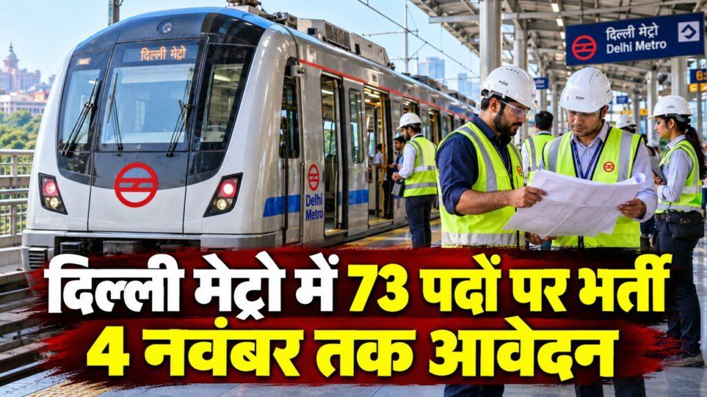 दिल्ली मेट्रो में 73 पदों पर भर्ती 4 नवंबर तक आवेदन