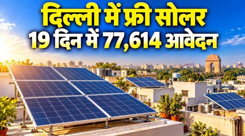 दिल्ली फ्री सोलर पैनल योजना 19 दिन में 77,614 आवेदन