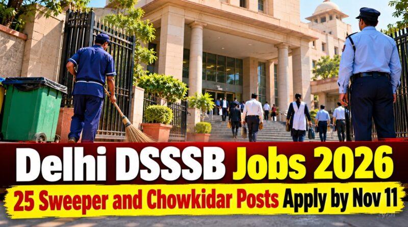 Delhi DSSSB Jobs 2026 / 25 Sweeper and Chowkidar Posts Apply by Nov 11