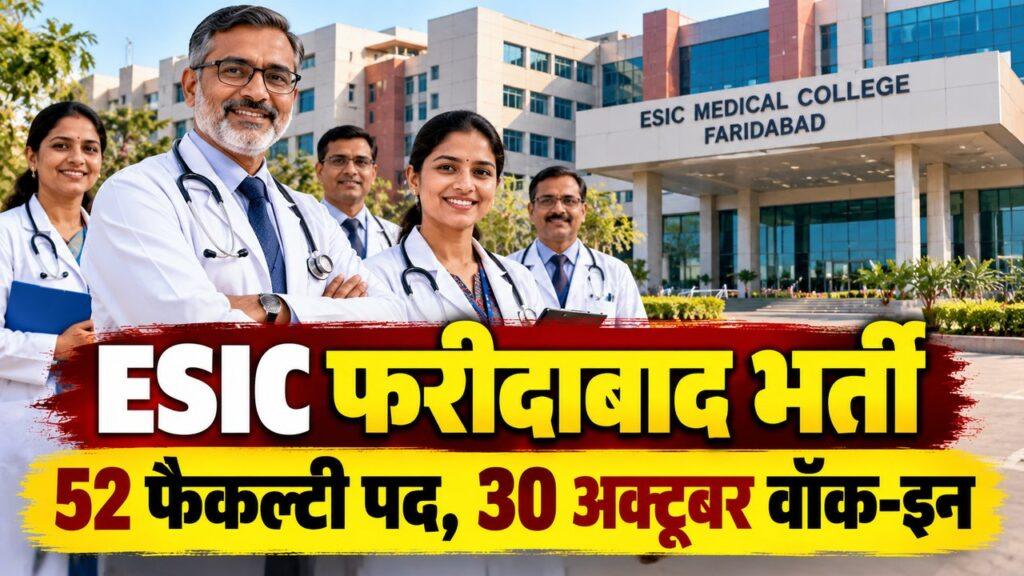 ESIC फरीदाबाद भर्ती 52 पद