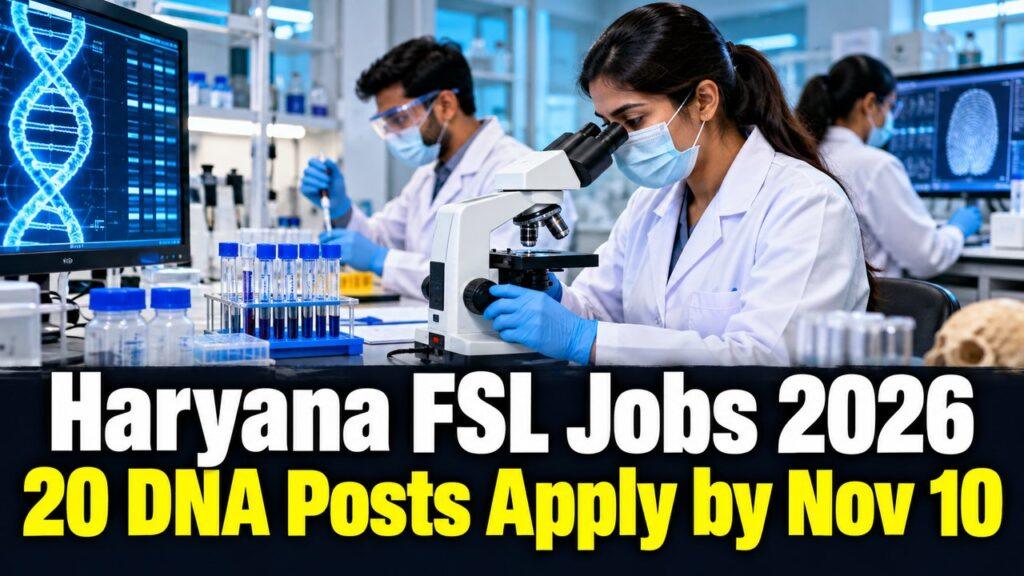 Haryana FSL Jobs 2026 / 20 DNA Posts Apply by Nov 10