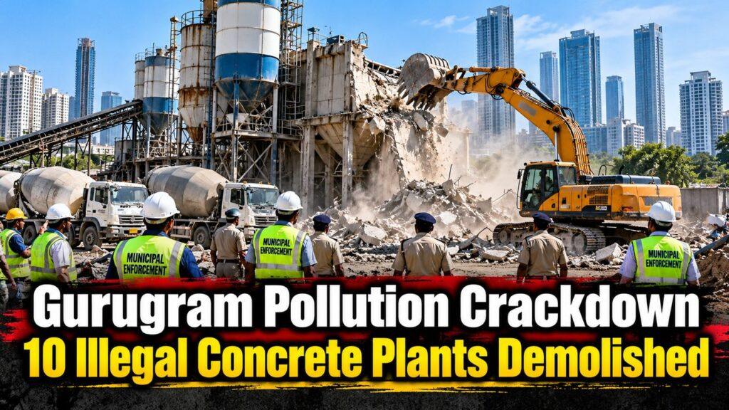 Gurugram Pollution Crackdown 10 Illegal Concrete Plants Demolished