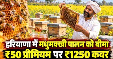 हरियाणा में मधुमक्खी पालन को बीमा ₹50 प्रीमियम पर ₹1250 कवर