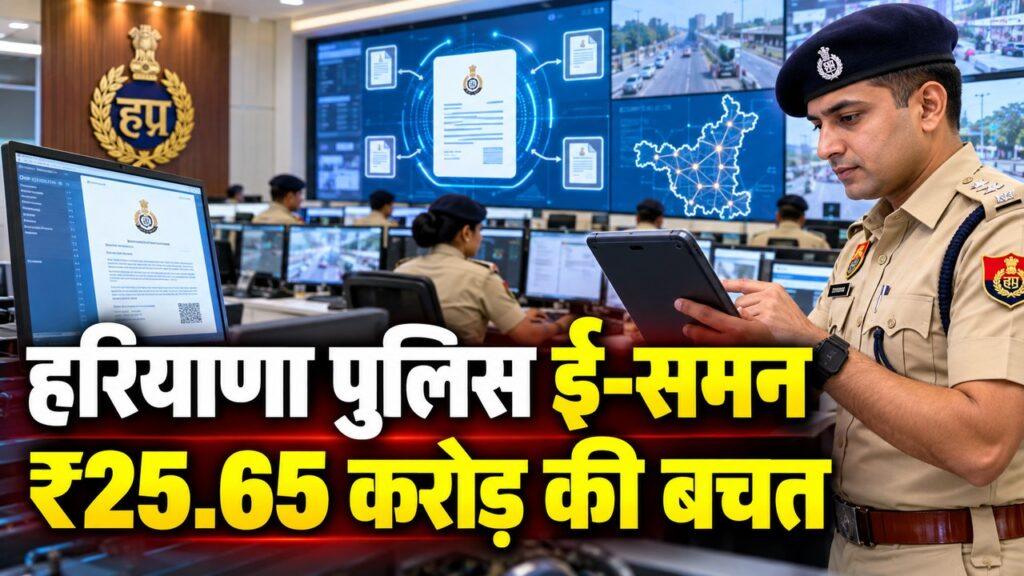हरियाणा पुलिस ई-समन ₹25.65 करोड़ की बचत