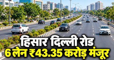 हिसार दिल्ली रोड 6 लेन ₹43.35 करोड़ मंजूर