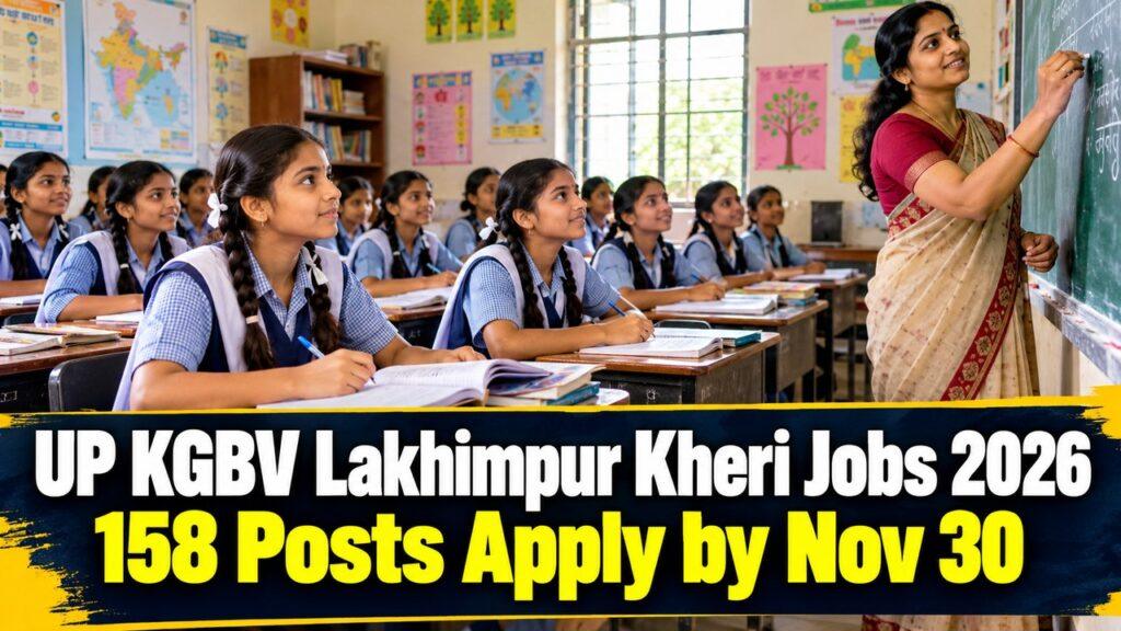 UP KGBV Lakhimpur Kheri Jobs 2026 158 Posts Apply by Nov 30