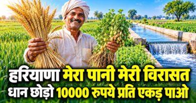 हरियाणा मेरा पानी मेरी विरासत योजना खरीफ 2026: धान छोड़ने पर 10000 रुपये प्रति एकड़ तक की सहायता जानें पात्रता और आवेदन