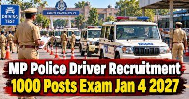 MP Police Driver Recruitment 1000 Posts Exam Jan 4 2027