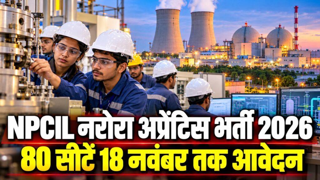 NPCIL नरोरा अप्रेंटिस भर्ती 2026 80 सीटें 18 नवंबर तक आवेदन