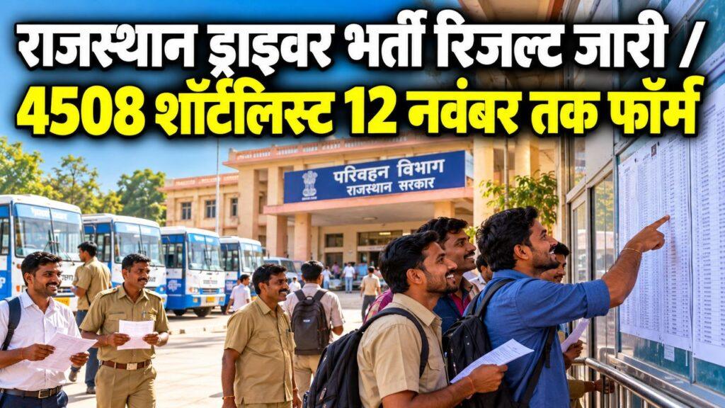राजस्थान वाहन चालक भर्ती ट्रेड टेस्ट रिजल्ट 4508 अभ्यर्थी शॉर्टलिस्ट
