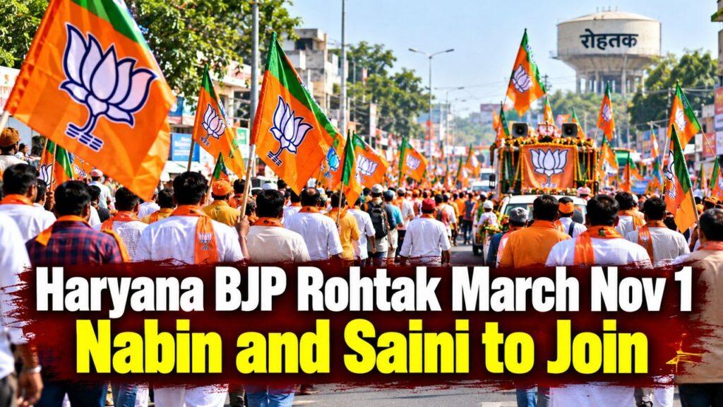 Haryana BJP Rohtak March Nov 1 Nabin and Saini to Join