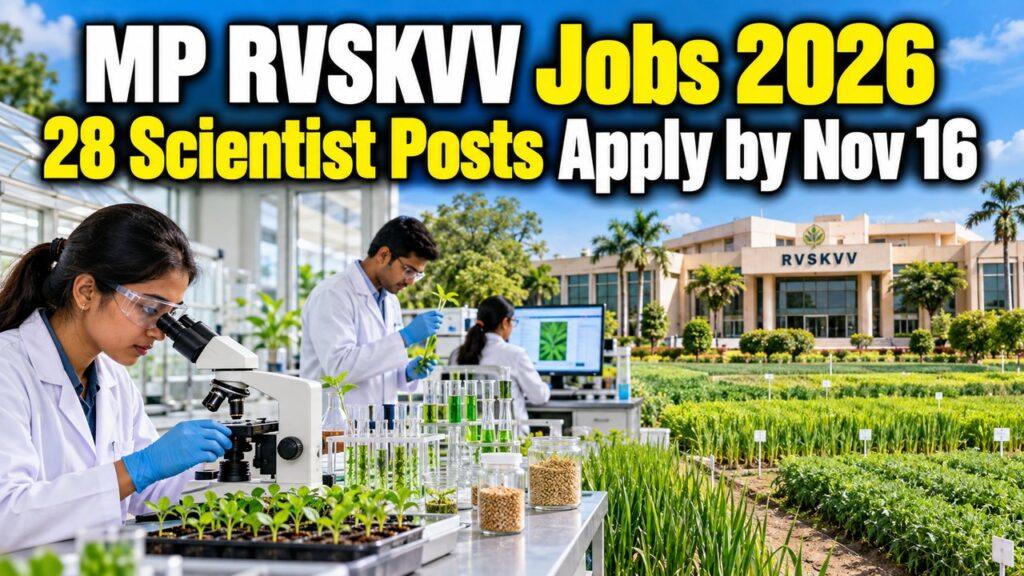 MP RVSKVV Jobs 2026 28 Scientist Posts Apply by Nov 16