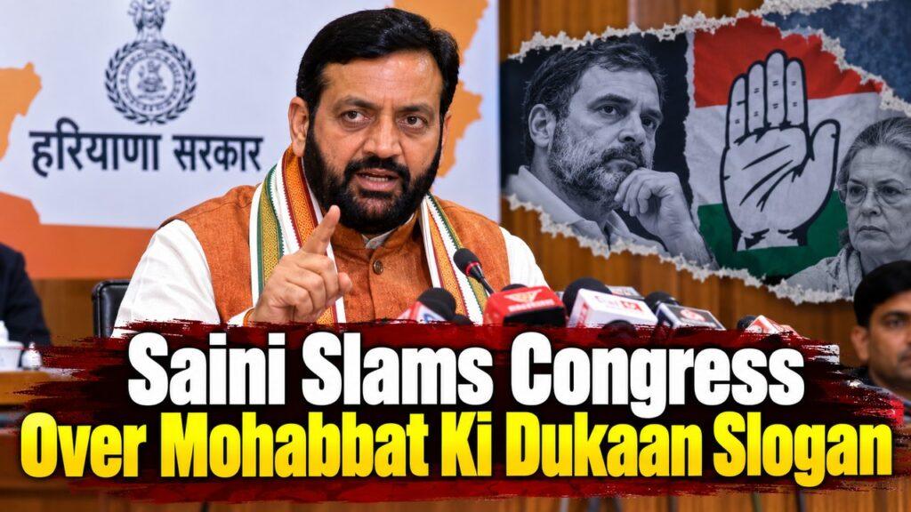 Saini Slams Congress Over Mohabbat Ki Dukaan Slogan