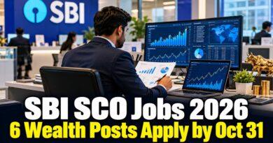 SBI SCO Jobs 2026 6 Wealth Posts Apply by Oct 31