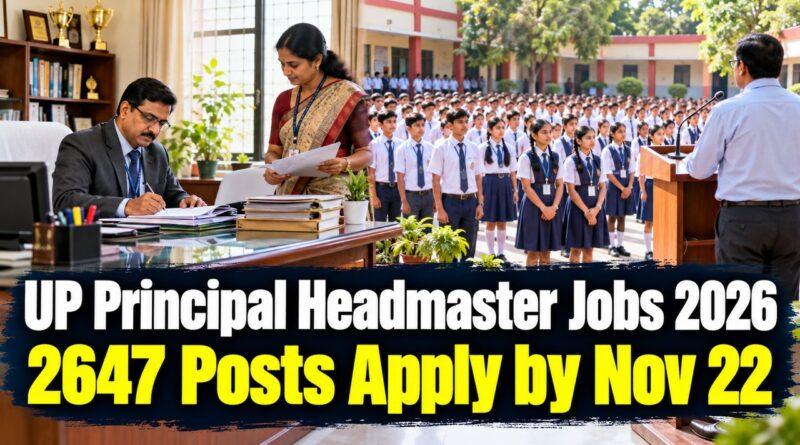 UP Principal Headmaster Jobs 2026 / 2647 Posts Apply by Nov 22
