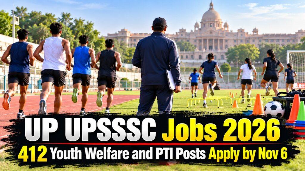 UP UPSSSC Jobs 2026 412 Youth Welfare and PTI Posts Apply by Nov 6