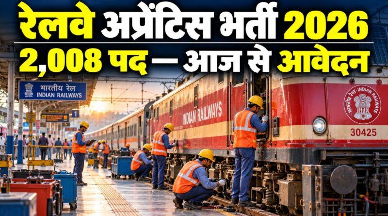 रेलवे अप्रेंटिस भर्ती 2026 — 2,008 पद