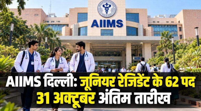 AIIMS दिल्ली: जूनियर रेजिडेंट के 62 पद