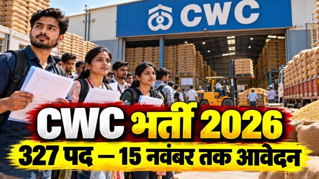 CWC भर्ती 2026 — 327 पदों पर आवेदन 15 नवंबर तक