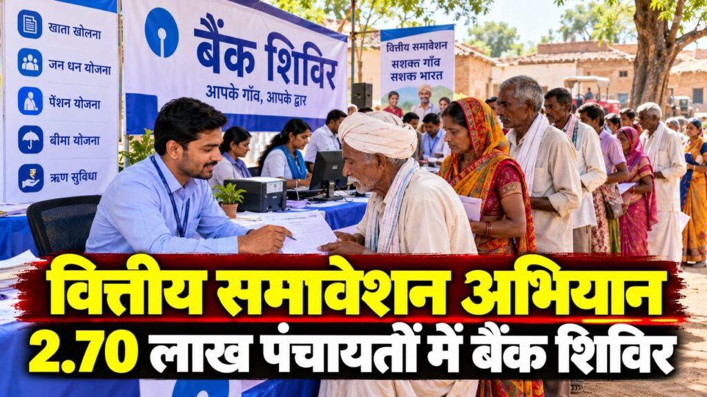 वित्तीय समावेशन अभियान — 2.70 लाख पंचायतों में बैंक शिविर