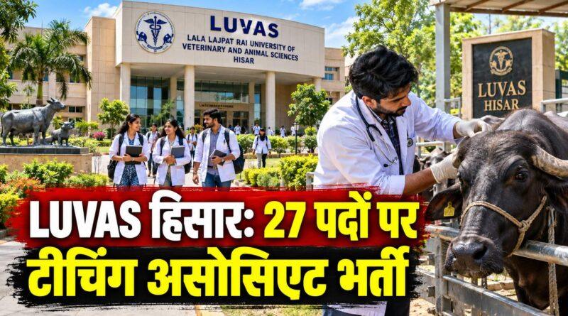LUVAS हिसार: 27 पदों पर टीचिंग असोसिएट भर्ती